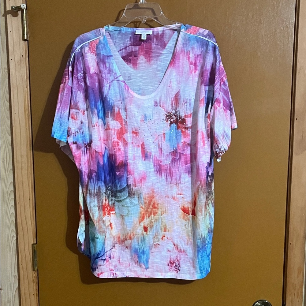 Vibrant Multicolor Women's Short Sleeve Top